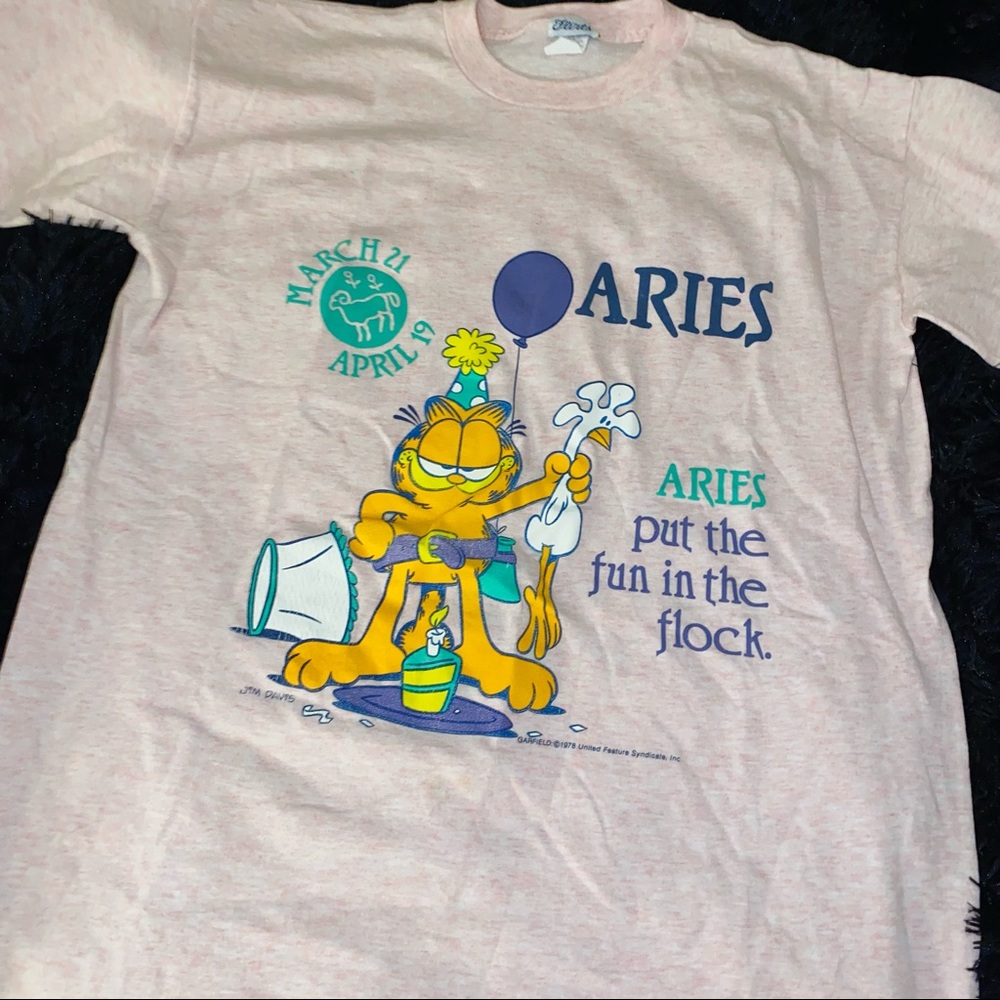 Vintage 70’s Aries Astrology Garfield Tshirt
